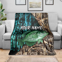 Crappie Fishing Customize Name Blanket Forest and Camo Background in Outdoor Fishing - Wonder Print Shop