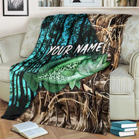 Crappie Fishing Customize Name Blanket Forest and Camo Background in Outdoor Fishing - Wonder Print Shop