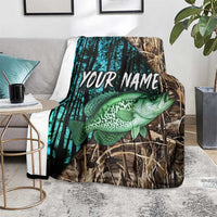 Crappie Fishing Customize Name Blanket Forest and Camo Background in Outdoor Fishing - Wonder Print Shop