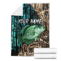 Crappie Fishing Customize Name Blanket Forest and Camo Background in Outdoor Fishing - Wonder Print Shop