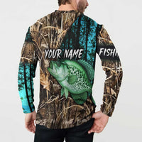 Crappie Fishing Customize Name Button Sweatshirt Forest and Camo Background in Outdoor Fishing - Wonder Print Shop