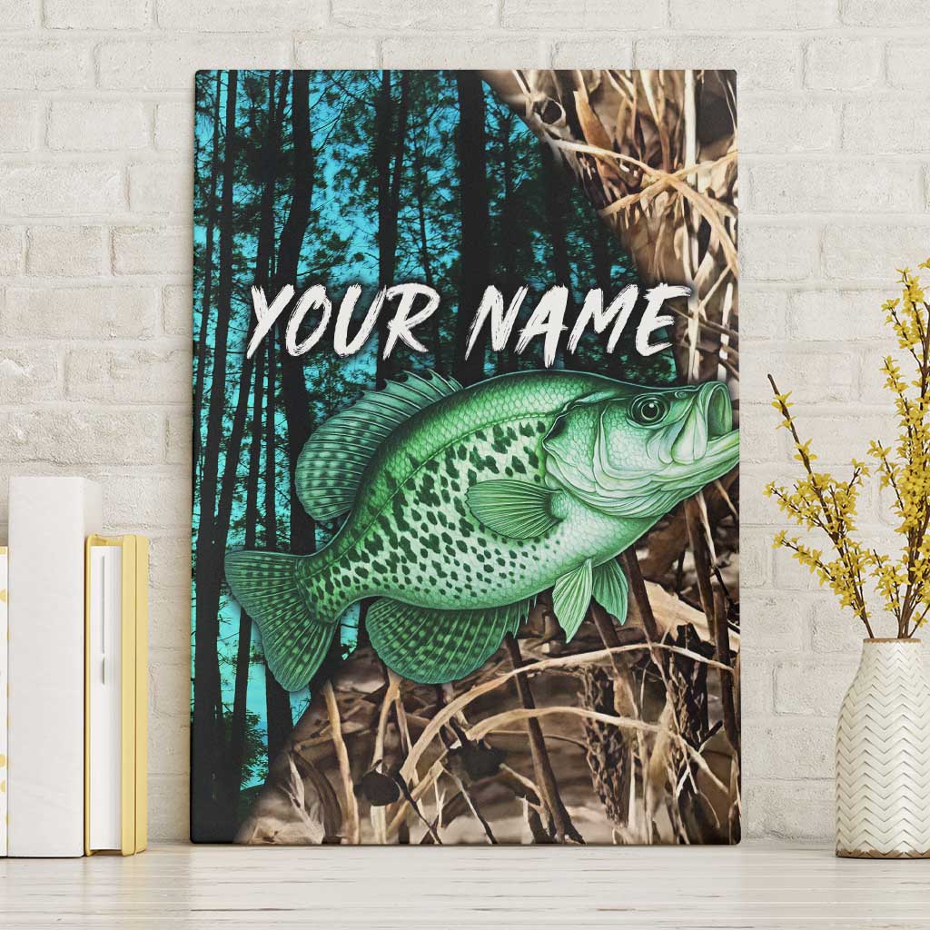 Crappie Fishing Customize Name Canvas Wall Art Forest and Camo Background in Outdoor Fishing - Wonder Print Shop