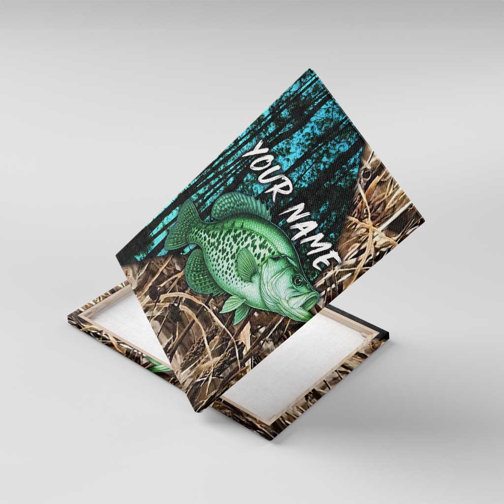 Crappie Fishing Customize Name Canvas Wall Art Forest and Camo Background in Outdoor Fishing - Wonder Print Shop