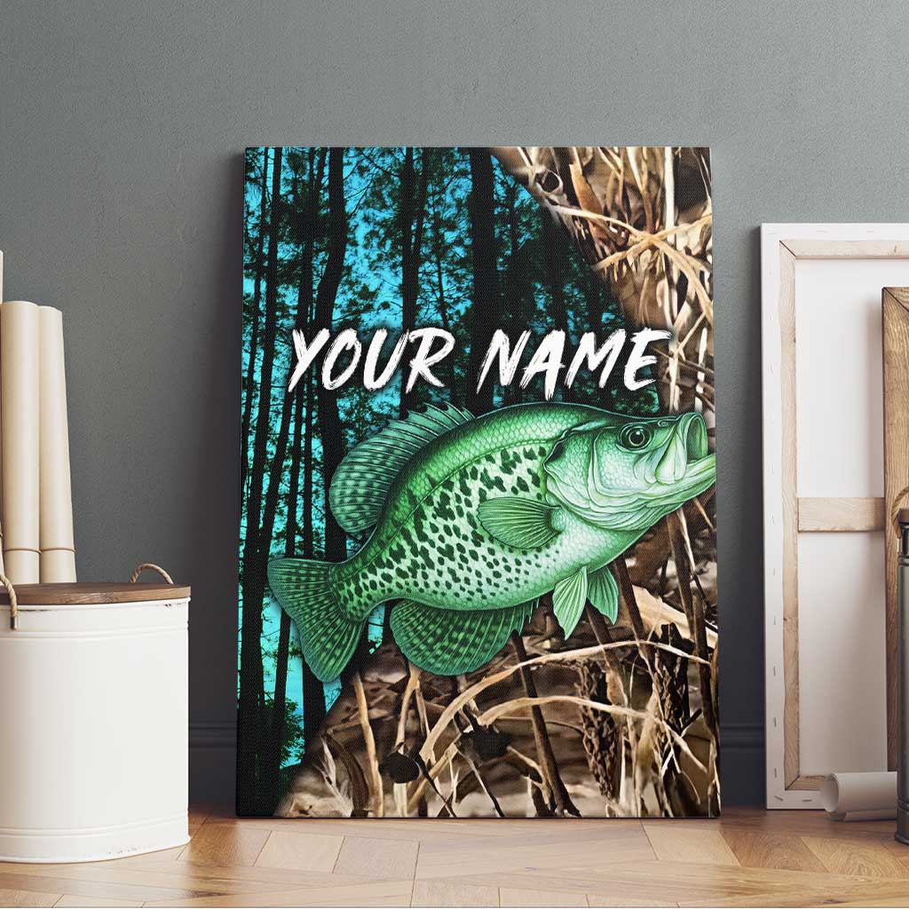 Crappie Fishing Customize Name Canvas Wall Art Forest and Camo Background in Outdoor Fishing - Wonder Print Shop