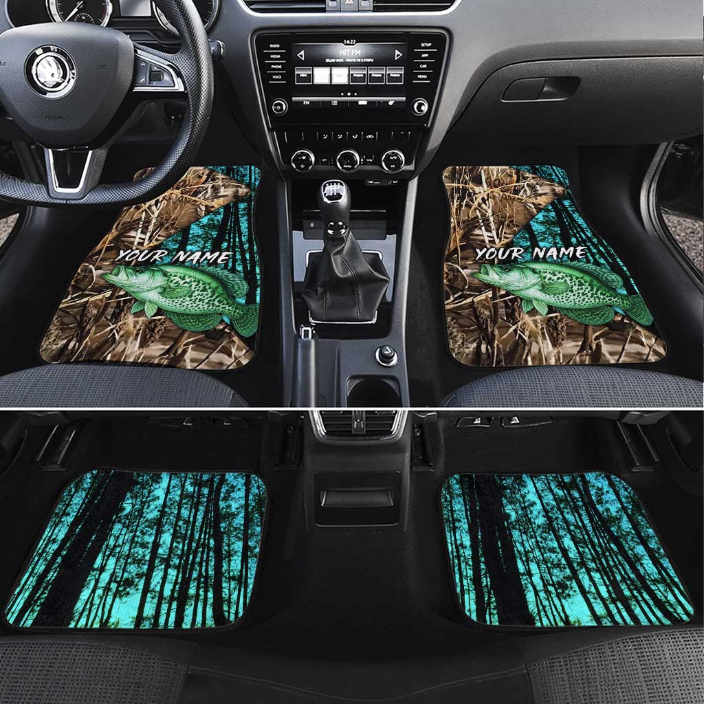 Crappie Fishing Customize Name Car Mats Forest and Camo Background in Outdoor Fishing - Wonder Print Shop