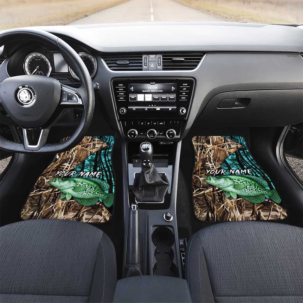 Crappie Fishing Customize Name Car Mats Forest and Camo Background in Outdoor Fishing - Wonder Print Shop