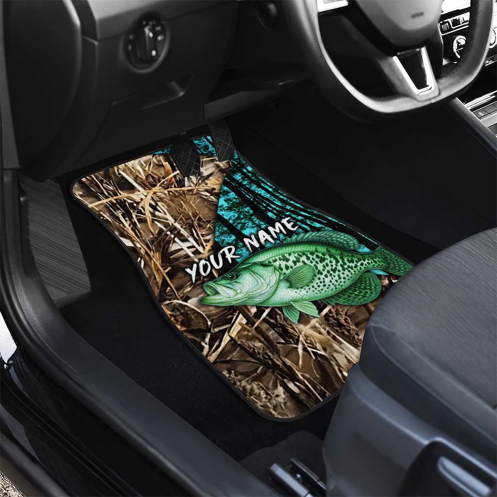 Crappie Fishing Customize Name Car Mats Forest and Camo Background in Outdoor Fishing - Wonder Print Shop