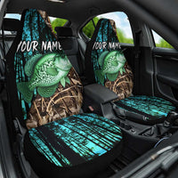 Crappie Fishing Customize Name Car Seat Cover Forest and Camo Background in Outdoor Fishing - Wonder Print Shop