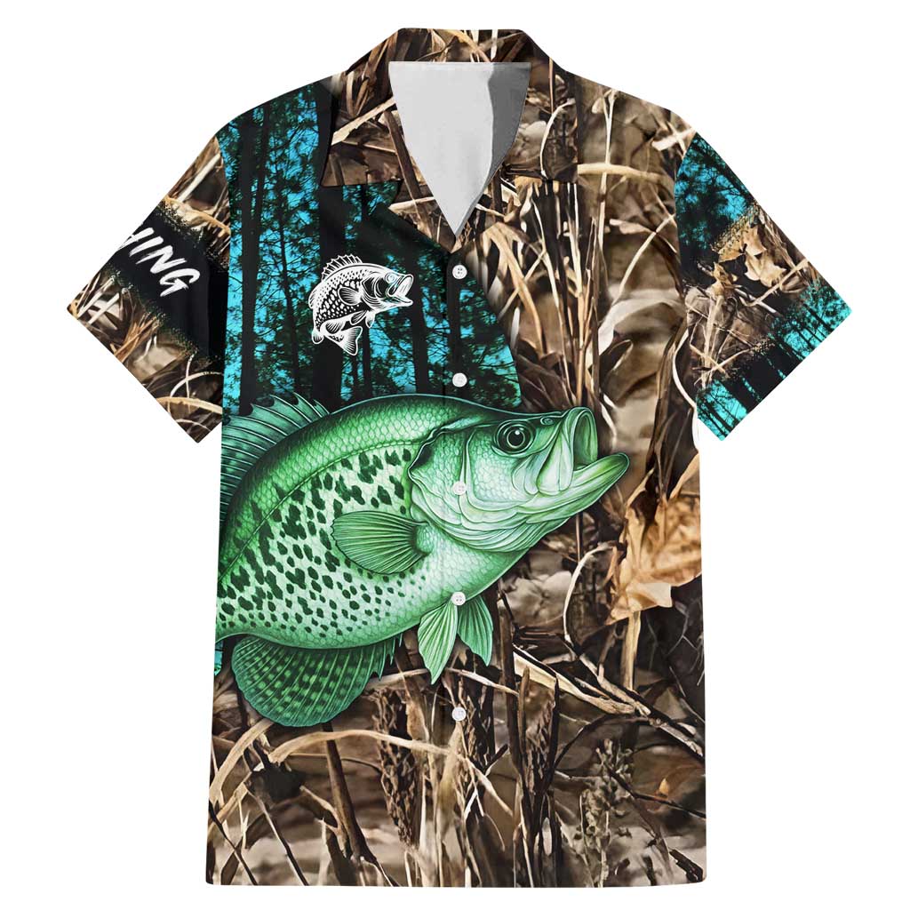 Crappie Fishing Customize Name Family Matching Mermaid Dress and Hawaiian Shirt Forest and Camo Background in Outdoor Fishing - Wonder Print Shop