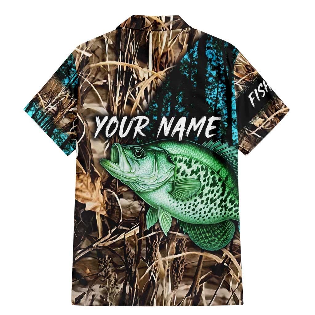 Crappie Fishing Customize Name Family Matching Mermaid Dress and Hawaiian Shirt Forest and Camo Background in Outdoor Fishing - Wonder Print Shop
