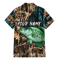 Crappie Fishing Customize Name Family Matching Mermaid Dress and Hawaiian Shirt Forest and Camo Background in Outdoor Fishing - Wonder Print Shop