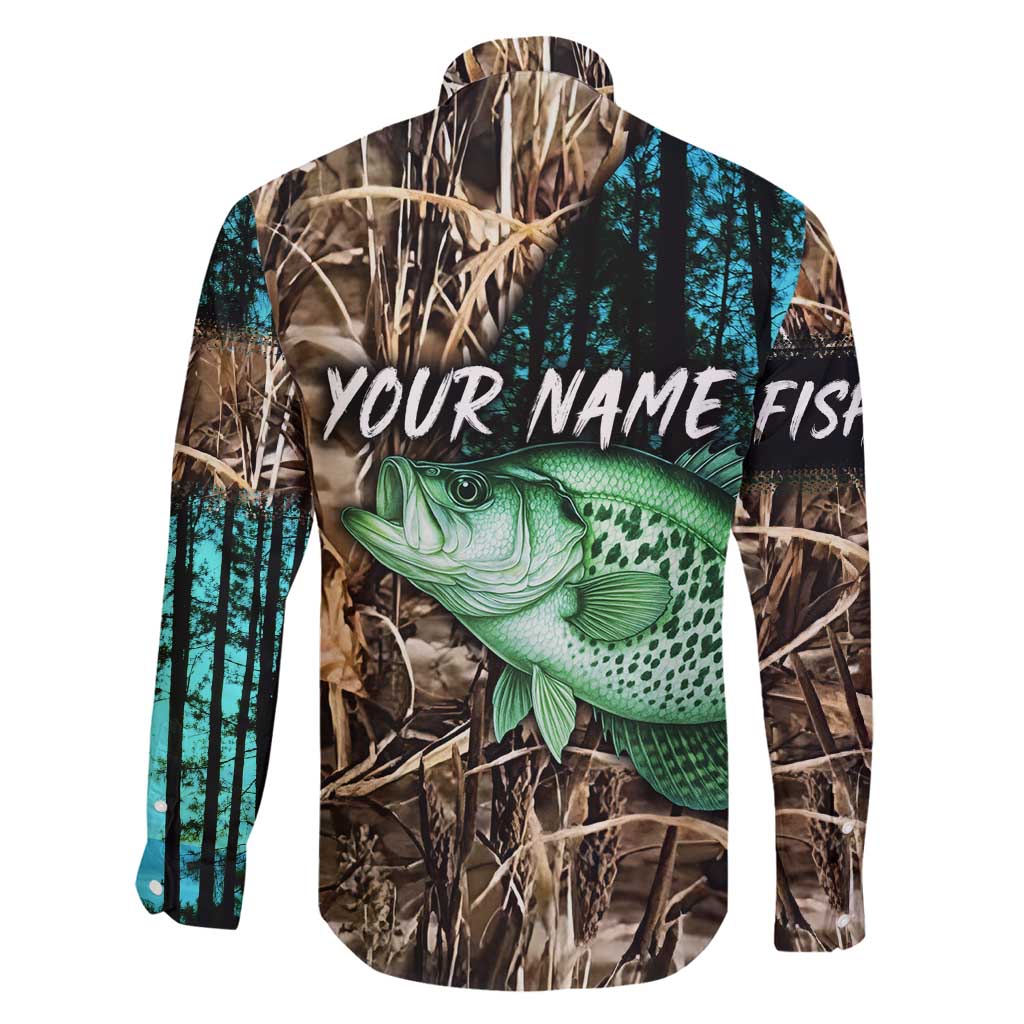 Crappie Fishing Customize Name Family Matching Mermaid Dress and Hawaiian Shirt Forest and Camo Background in Outdoor Fishing - Wonder Print Shop