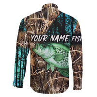 Crappie Fishing Customize Name Family Matching Mermaid Dress and Hawaiian Shirt Forest and Camo Background in Outdoor Fishing - Wonder Print Shop