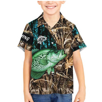 Crappie Fishing Customize Name Family Matching Mermaid Dress and Hawaiian Shirt Forest and Camo Background in Outdoor Fishing - Wonder Print Shop