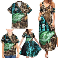 Crappie Fishing Customize Name Family Matching Summer Maxi Dress and Hawaiian Shirt Forest and Camo Background in Outdoor Fishing - Wonder Print Shop