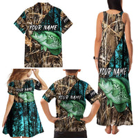Crappie Fishing Customize Name Family Matching Tank Maxi Dress and Hawaiian Shirt Forest and Camo Background in Outdoor Fishing - Wonder Print Shop
