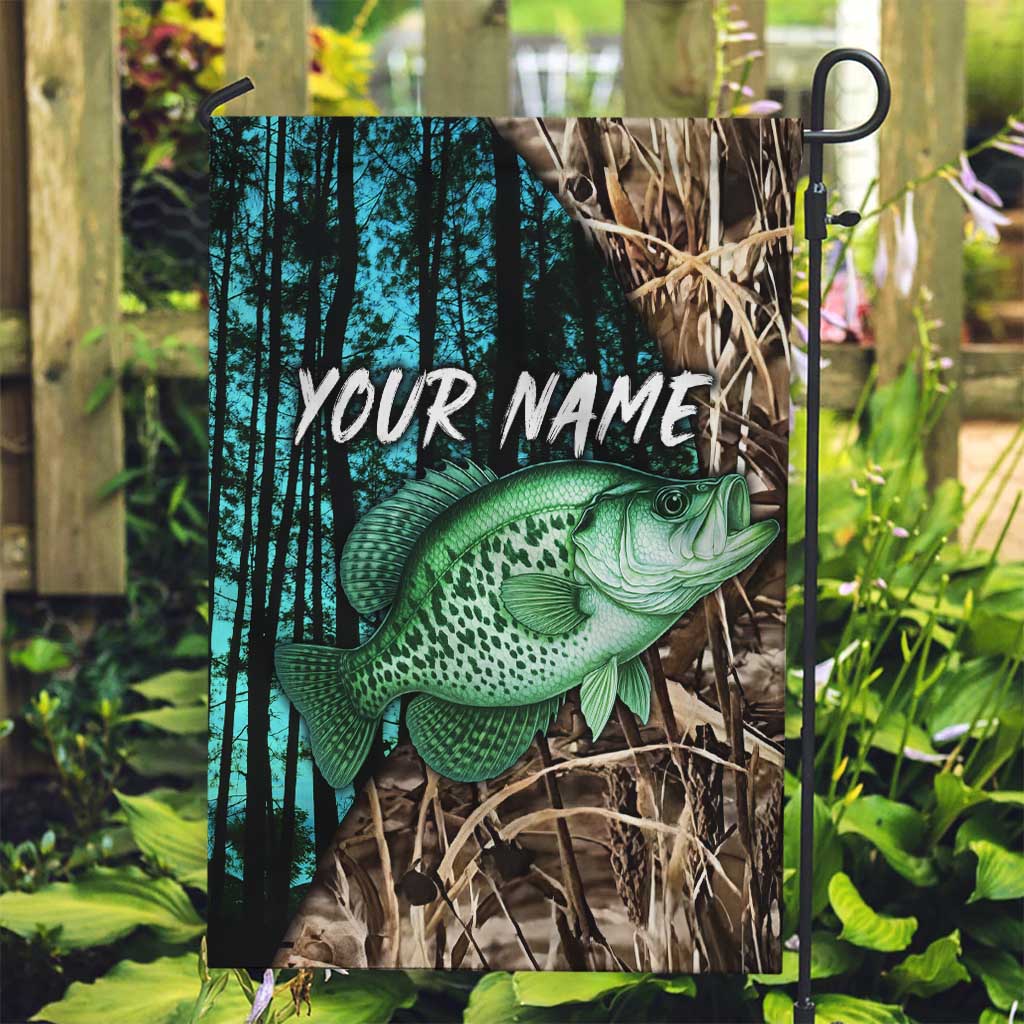 Crappie Fishing Customize Name Garden Flag Forest and Camo Background in Outdoor Fishing - Wonder Print Shop