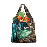 Crappie Fishing Customize Name Grocery Bag Forest and Camo Background in Outdoor Fishing - Wonder Print Shop