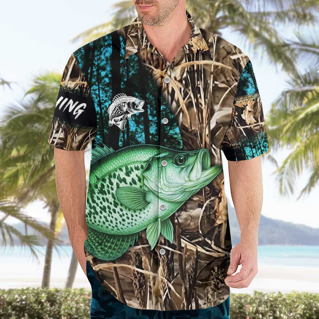 Crappie Fishing Customize Name Hawaiian Shirt Forest and Camo Background in Outdoor Fishing - Wonder Print Shop