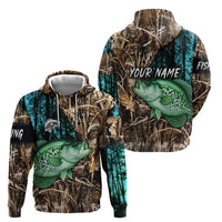 Crappie Fishing Customize Name Hoodie Forest and Camo Background in Outdoor Fishing - Wonder Print Shop