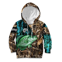 Crappie Fishing Customize Name Kid Hoodie Forest and Camo Background in Outdoor Fishing - Wonder Print Shop
