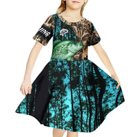 Crappie Fishing Customize Name Kid Short Sleeve Dress Forest and Camo Background in Outdoor Fishing - Wonder Print Shop