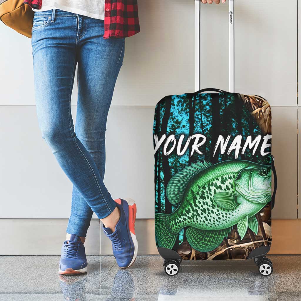 Crappie Fishing Customize Name Luggage Cover Forest and Camo Background in Outdoor Fishing - Wonder Print Shop