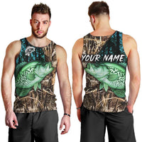 Crappie Fishing Customize Name Men Tank Top Forest and Camo Background in Outdoor Fishing - Wonder Print Shop