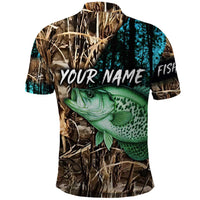 Crappie Fishing Customize Name Polo Shirt Forest and Camo Background in Outdoor Fishing - Wonder Print Shop