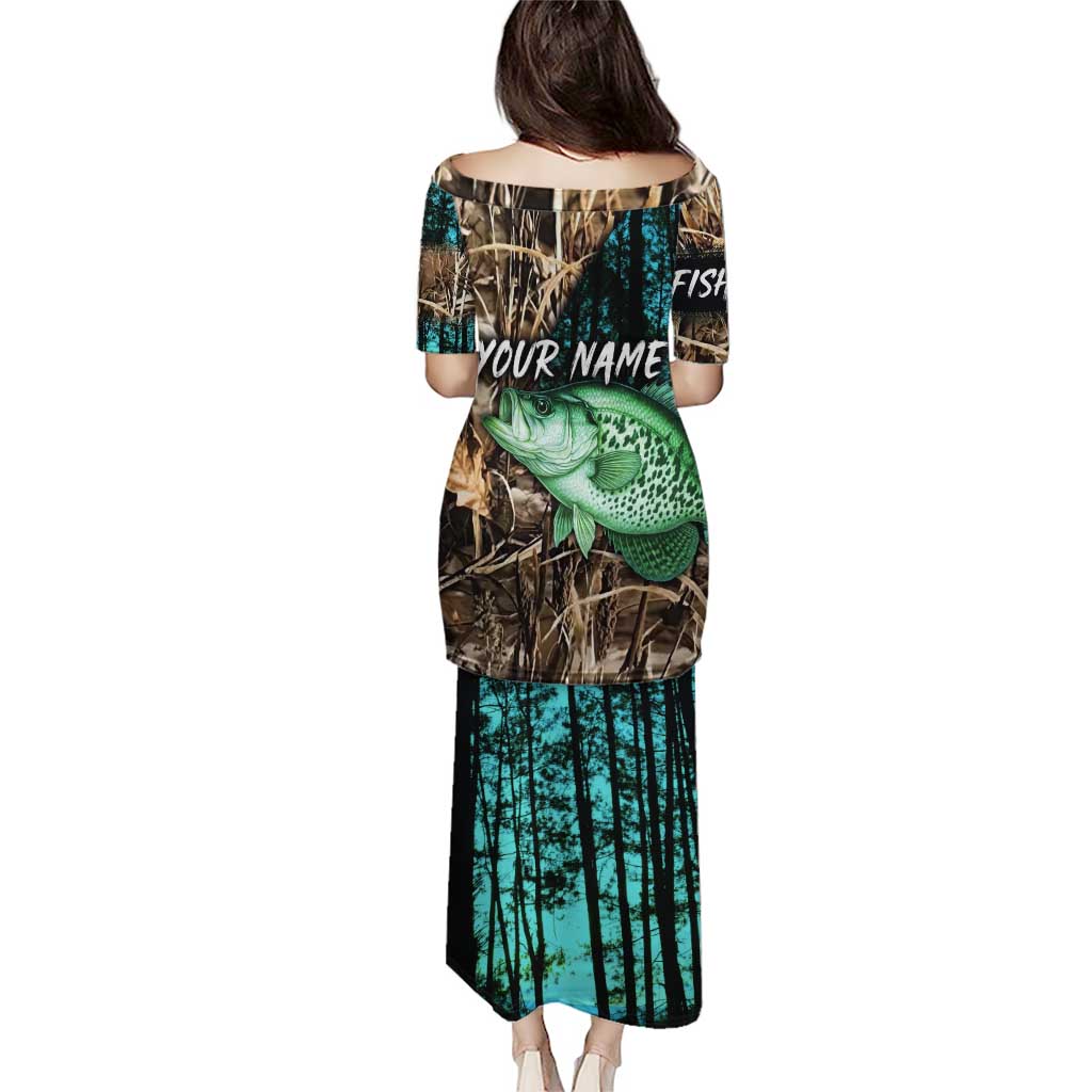Crappie Fishing Customize Name Puletasi Forest and Camo Background in Outdoor Fishing - Wonder Print Shop