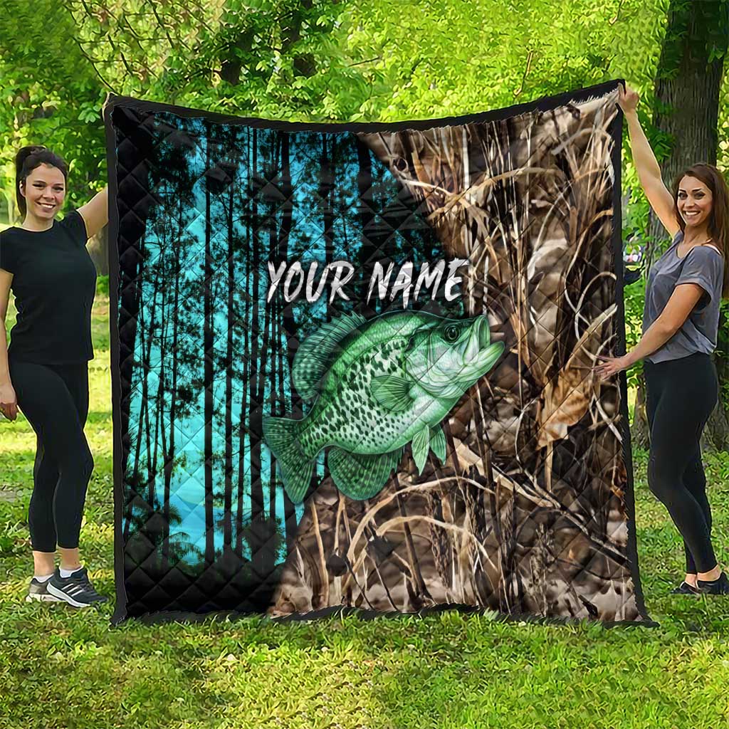 Crappie Fishing Customize Name Quilt Forest and Camo Background in Outdoor Fishing - Wonder Print Shop