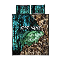 Crappie Fishing Customize Name Quilt Bed Set Forest and Camo Background in Outdoor Fishing - Wonder Print Shop