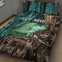 Crappie Fishing Customize Name Quilt Bed Set Forest and Camo Background in Outdoor Fishing - Wonder Print Shop