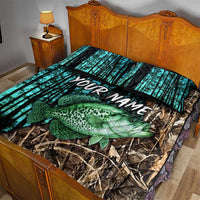 Crappie Fishing Customize Name Quilt Bed Set Forest and Camo Background in Outdoor Fishing - Wonder Print Shop