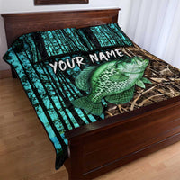 Crappie Fishing Customize Name Quilt Bed Set Forest and Camo Background in Outdoor Fishing - Wonder Print Shop