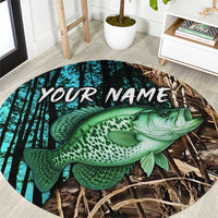 Crappie Fishing Customize Name Round Carpet Forest and Camo Background in Outdoor Fishing - Wonder Print Shop