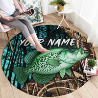 Crappie Fishing Customize Name Round Carpet Forest and Camo Background in Outdoor Fishing - Wonder Print Shop