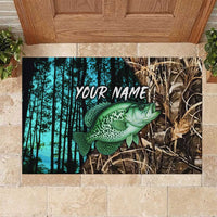 Crappie Fishing Customize Name Rubber Doormat Forest and Camo Background in Outdoor Fishing - Wonder Print Shop