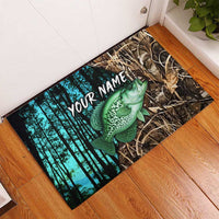 Crappie Fishing Customize Name Rubber Doormat Forest and Camo Background in Outdoor Fishing - Wonder Print Shop