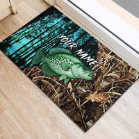 Crappie Fishing Customize Name Rubber Doormat Forest and Camo Background in Outdoor Fishing - Wonder Print Shop