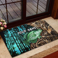 Crappie Fishing Customize Name Rubber Doormat Forest and Camo Background in Outdoor Fishing - Wonder Print Shop