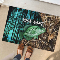 Crappie Fishing Customize Name Rubber Doormat Forest and Camo Background in Outdoor Fishing - Wonder Print Shop