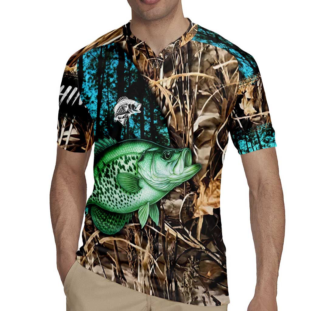 Crappie Fishing Customize Name Rugby Jersey Forest and Camo Background in Outdoor Fishing - Wonder Print Shop