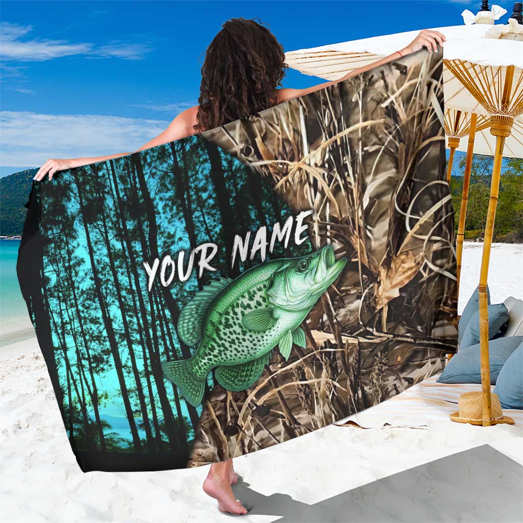 Crappie Fishing Customize Name Sarong Forest and Camo Background in Outdoor Fishing - Wonder Print Shop