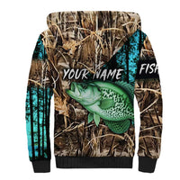 Crappie Fishing Customize Name Sherpa Hoodie Forest and Camo Background in Outdoor Fishing - Wonder Print Shop