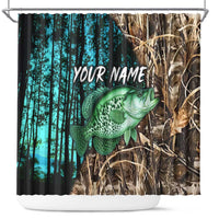 Crappie Fishing Customize Name Shower Curtain Forest and Camo Background in Outdoor Fishing - Wonder Print Shop