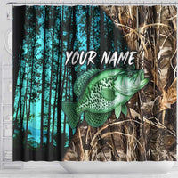 Crappie Fishing Customize Name Shower Curtain Forest and Camo Background in Outdoor Fishing - Wonder Print Shop