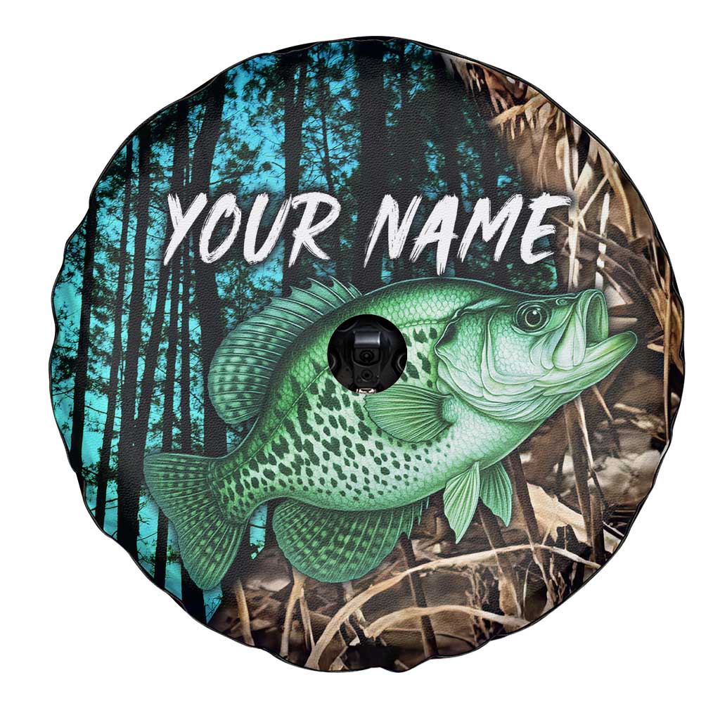 Crappie Fishing Customize Name Spare Tire Cover Forest and Camo Background in Outdoor Fishing - Wonder Print Shop
