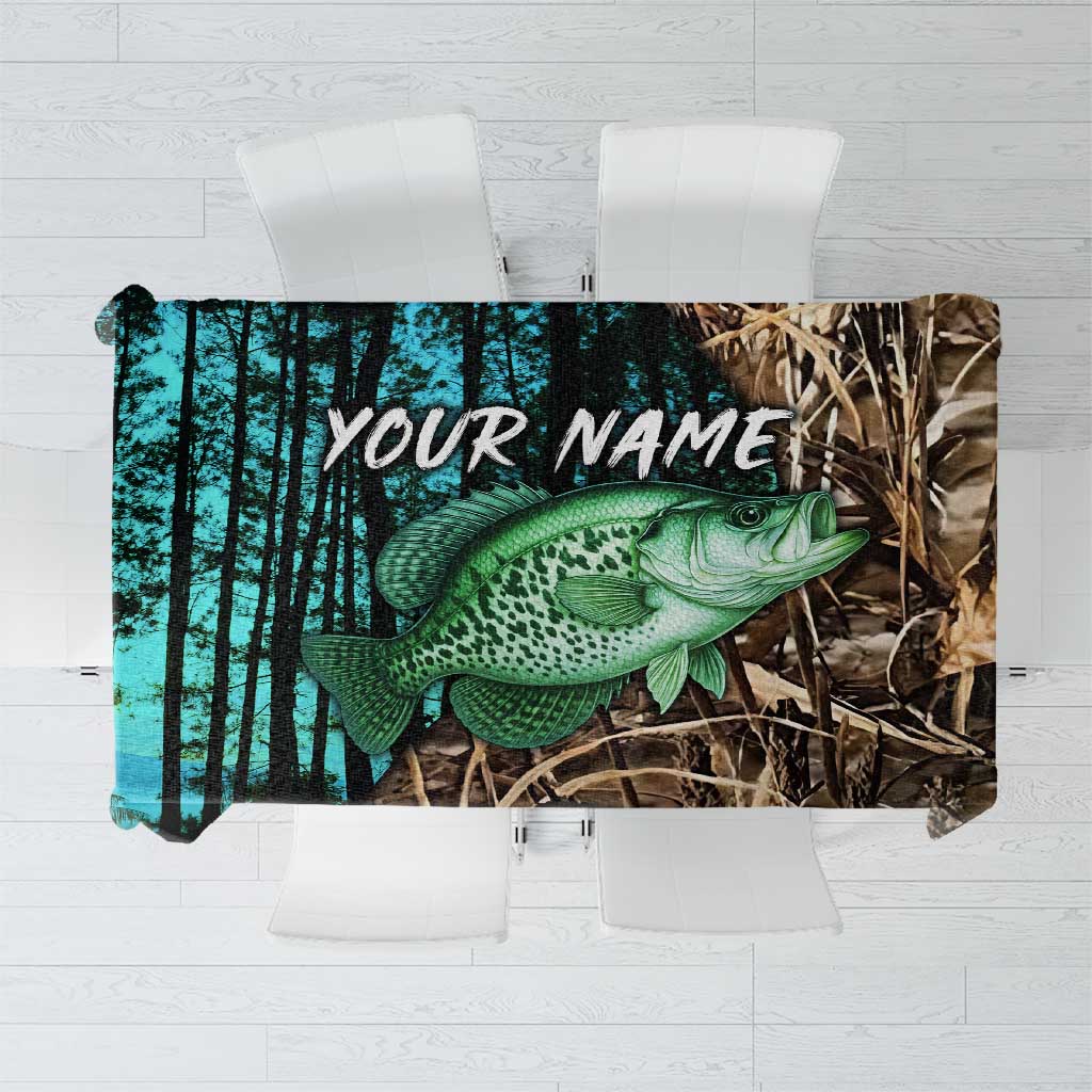 Crappie Fishing Customize Name Tablecloth Forest and Camo Background in Outdoor Fishing - Wonder Print Shop