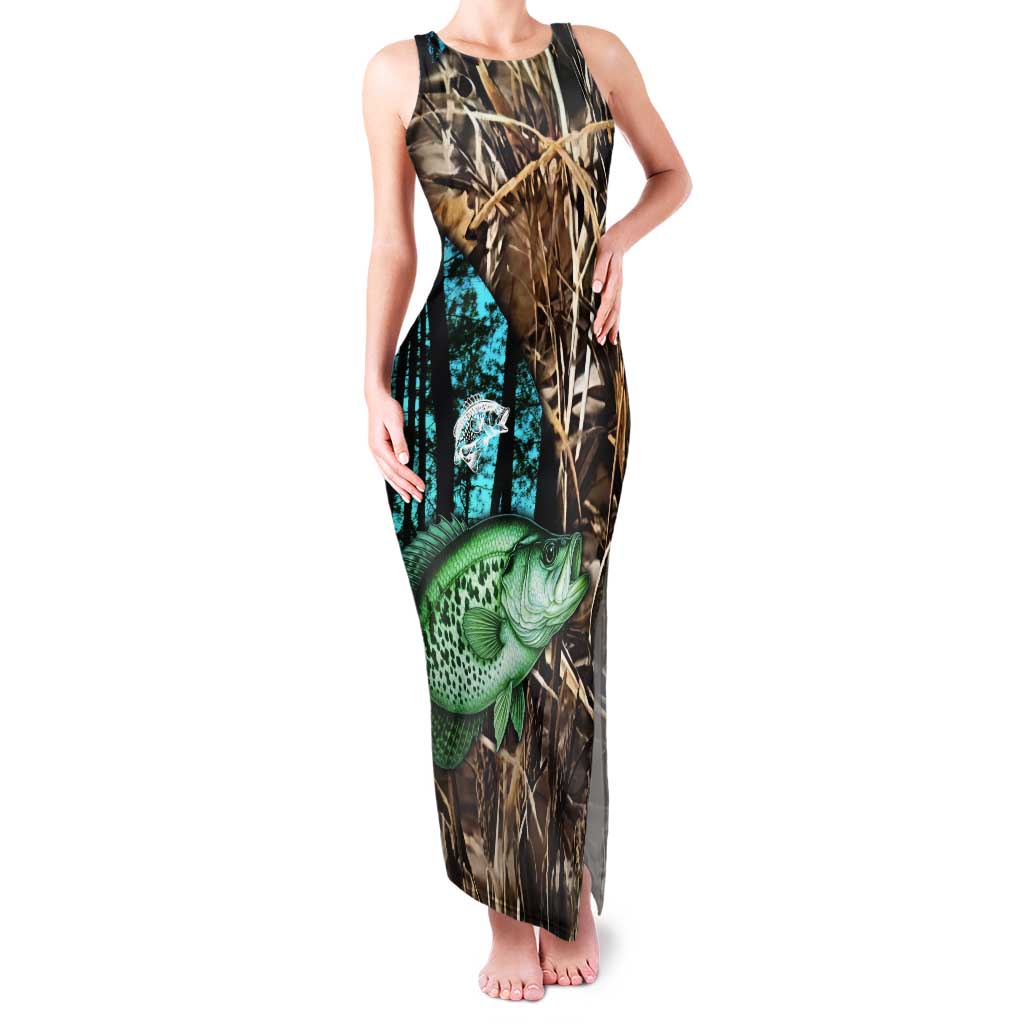 Crappie Fishing Customize Name Tank Maxi Dress Forest and Camo Background in Outdoor Fishing - Wonder Print Shop